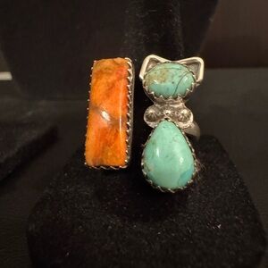 Sterling Silver and Turquoise Ring with adorable cat